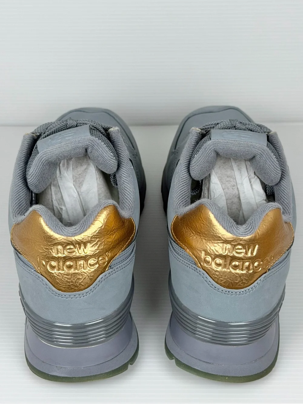 New Balance 574 WL574MTA Gray Gold Metallic Sneakers Women’s 9